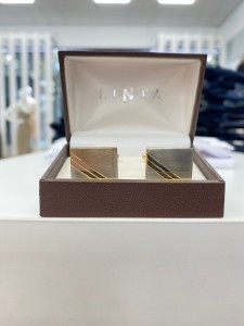 Spinki do mankietów złote trzy kreski 