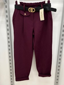 Spodnie damskie chinosy z ozdobną kieszonką i paskiem RL