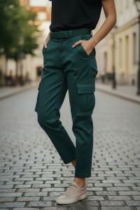 Jeansy damskie zielone bojówki 