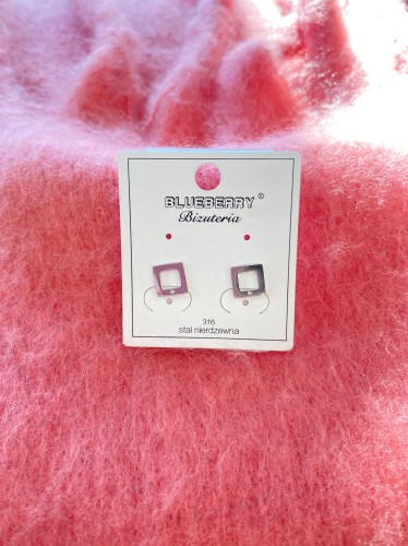 Kolczyki wkrętki kwadraciki z cyrkonią