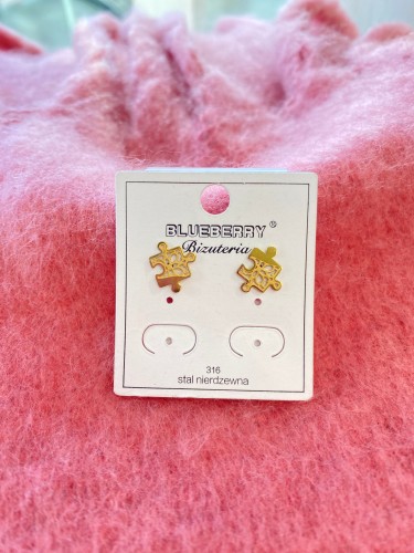 Kolczyki wkrętki puzzle matowo-błyszczące