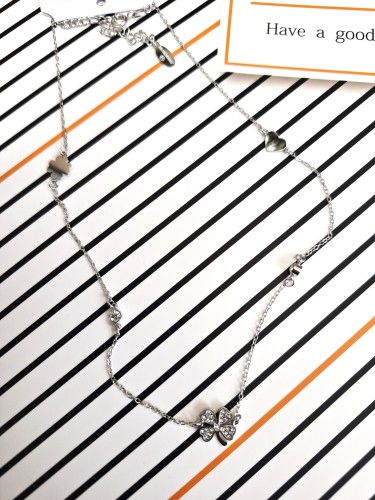 Naszyjnik koniczynki serce cyrkonie