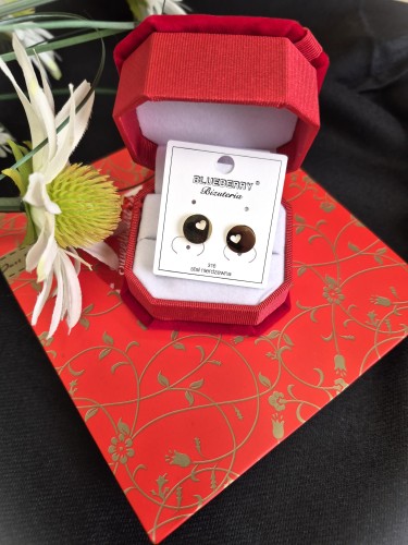 Kolczyki wkretki kółka plus serduszkami 