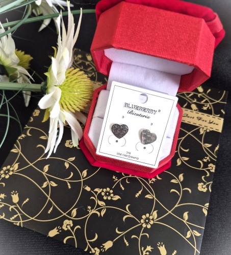 Kolczyki wkrętki serca witrażyki 