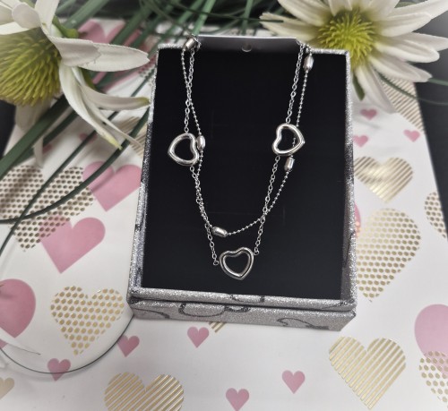 Bransoletka celebrytka masywne puste serca 