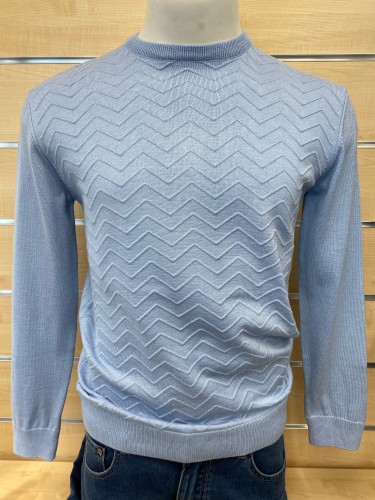 Sweter męski okrągły dekolt wzór znaczki 