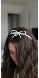 Opaska z perełek z kokardką