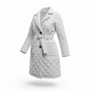 Płaszcz damski cienki pikowany z paskiem 