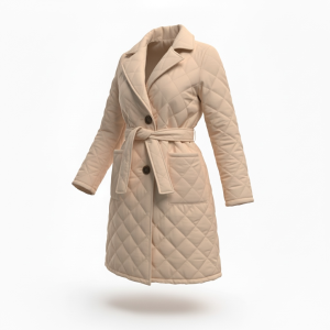 Płaszcz damski cienki pikowany z paskiem 