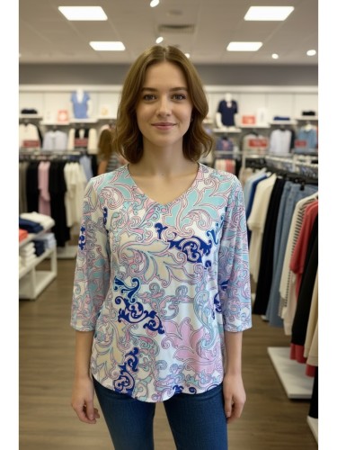 Bluzka damska elegancka w orientalny wzór 