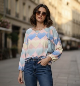 Sweter damski cienki w serca