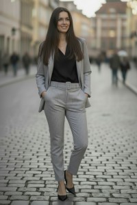 Garnitur damski marynarka plus spodnie w paski