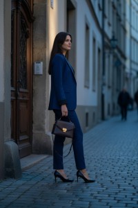 Garnitur damski marynarka plus spodnie w paski