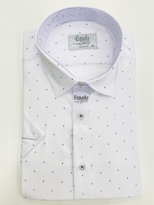 Koszula męska krótki rękaw w drobny wzorek SLIM FIT 