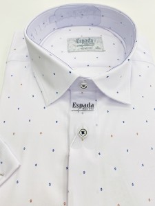 Koszula męska krótki rękaw w drobny wzorek SLIM FIT 