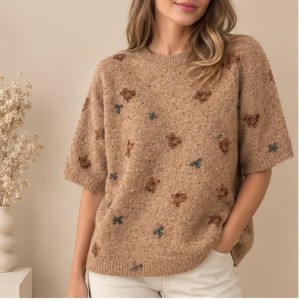 Sweter damski krótki rękaw w misie