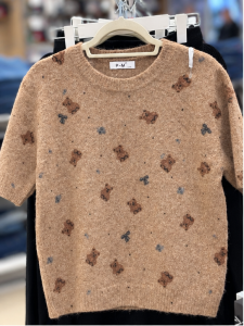 Sweter damski krótki rękaw w misie