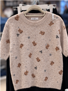 Sweter damski krótki rękaw w misie