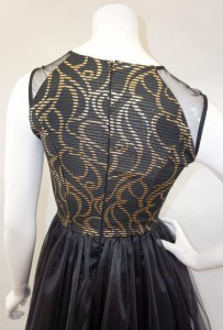 Sukienka mini czarna złoty wzór tiul