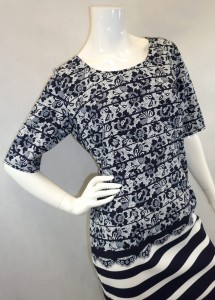 Sukienka mini granatowa biały wzór