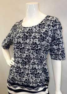 Sukienka mini granatowa biały wzór