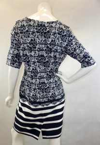 Sukienka mini granatowa biały wzór