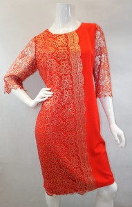 Sukienka mini czerwona złota gipiura