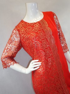 Sukienka mini czerwona złota gipiura