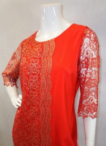 Sukienka mini czerwona złota gipiura