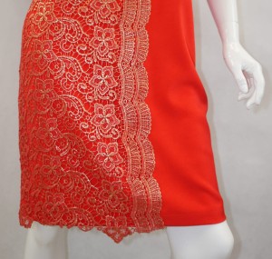 Sukienka mini czerwona złota gipiura