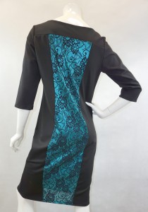 Sukienka mini czarna turkusowy koronkowy wzór