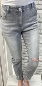Spodnie damskie jeans jasny szary z przetarciami