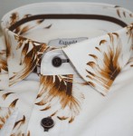 Męska koszula długi rękaw SLIM FIT brązowe liście palmy