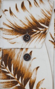 Męska koszula długi rękaw SLIM FIT brązowe liście palmy