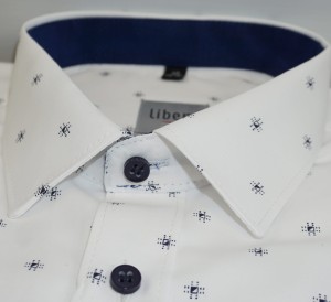 Koszula męska długi rękaw SLIM REGULAR granatowy drobny wzór