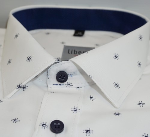 Koszula męska długi rękaw SLIM REGULAR granatowy drobny wzór