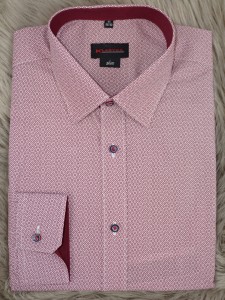 Koszula męska długi rękaw SLIM bordowa w kwiatki