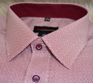 Koszula męska długi rękaw SLIM bordowa w kwiatki