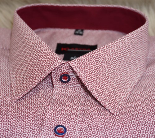 Koszula męska długi rękaw SLIM bordowa w kwiatki