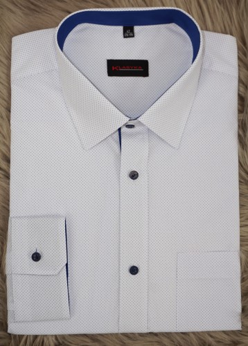 Koszula męska długi rękaw KLASYCZNA niebieskie drobne kropki (45-50)