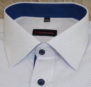 Koszula męska długi rękaw KLASYCZNA niebieskie drobne kropki (45-50)