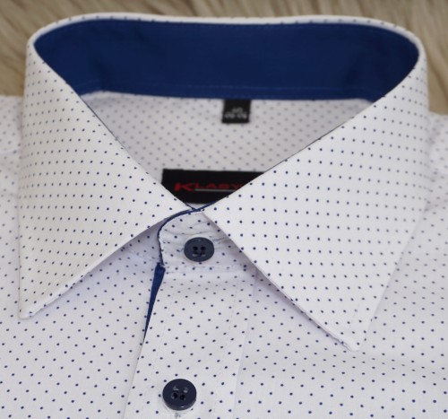 Koszula męska długi rękaw KLASYCZNA niebieska kropka (37-44)