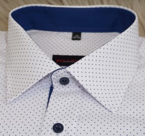 Koszula męska długi rękaw KLASYCZNA niebieska kropka (45-50)