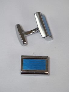 Spinki do mankietów z niebieskim wypełnieniem prostokąty