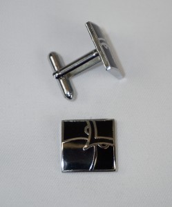 Spinki do mankietów czarne wypełnienie kwadraty