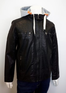 Kurtka męska eko skóra z kapturem